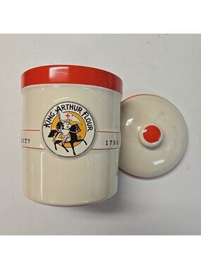 King Arthur Flour Ceramic 1 Quart Canister Crock Style Jar w/Lid Chantal
